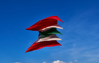 Cholula,Mexico,February-16-2025: Giant kite with the colors of the Mexican flag