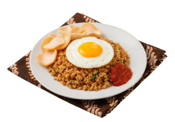 Nasi Goreng: Indonesian Fried Rice with Egg. Delicious Asian Cuisine
