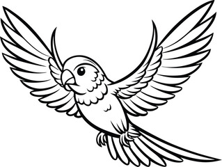 Obraz premium Budgerigar bird silhouette, parakeet line art, pet bird vector, minimal avian drawing, exotic animal illustration
