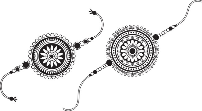 Collection of Raksha Bandhan bracelet line art vector on white background
 - Powered by Adobe