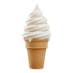A perfectly swirled vanilla soft serve ice cream cone, ready to eat!