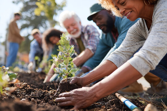 Activists engage in community tree planting to promote environmental conservation