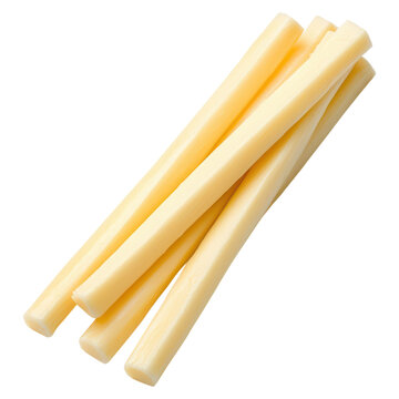 Fresh Sticks of Creamy Cheese isolated on transparent background.