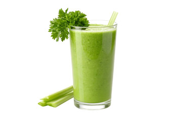 Revitalizing green smoothie with fresh celery and parsley garnish for a healthy lifestyle boost