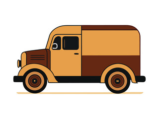Vintage 1930s Delivery Truck Vector Illustration, Classic Rounded Corner Retro Truck Design, Old-fashioned Cargo Vehicle, Antique Transport Clipart, Retro Delivery Van Artwork