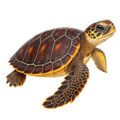 Obraz premium Sea turtle swimming isolated on transparent background