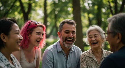 Multigenerational Family Sharing Joyful Moments in a Park