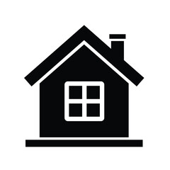 Home Vector Icon of Simple House Illustration in Black and White Minimalist Style