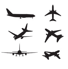Airplane silhouettes on a white background