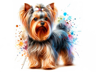 Naklejka premium Yorkshire terrier dog in watercolor