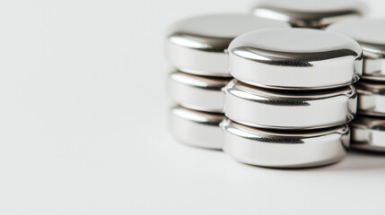 industrial display of strong neodymium magnets in various sizes