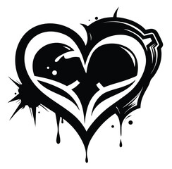 Abstract graffiti heart Silhouette Vector