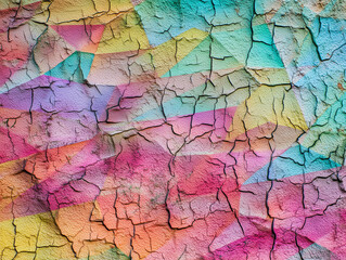 Fototapeta premium Cracked Paint Wall Texture: Abstract Multicolored Geometric Background