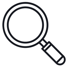 Simple magnifying glass icon with a clean outline for search and discovery