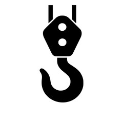 Crane Hook Icon Industrial Lifting Equipment Symbol Vector Silhouette