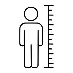 Human Height Measurement Icon Linear Style Vector with Editable Stroke