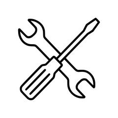 Tool Icon Linear Style for Technical Support and Repair Info, Editable Stroke