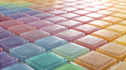 Fototapeta premium Colorful rainbow ice cubes in a grid pattern