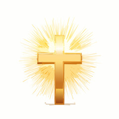 sunburst shining from golden cross