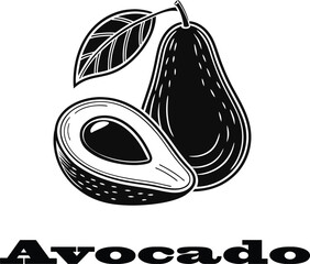 Avocado fruit and leaf illustration food healthy