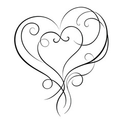 Calligraphy heart Line Art
