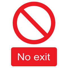 Transparent png file of black, white and red vector graphic of No exit prohibited warning sign