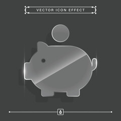 Piggy Bank 3D Glass Modern Realistic Vector Icon with Sleek Effect, Banking, Saving Money