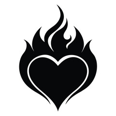 Heart with  flames Silhouette Vector