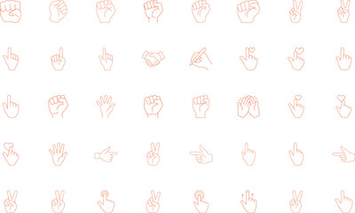 Naklejka premium Assorted outlined human hand gestures show various expressions with transparent background for easy use