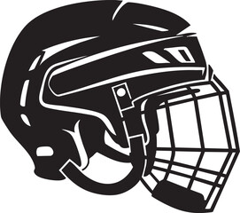 Silhouette of a hockey helmet with face mask.