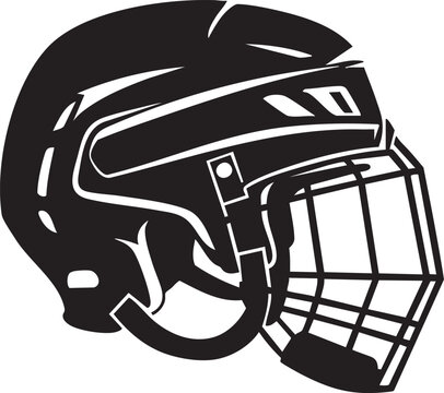 Silhouette of a hockey helmet with face mask.