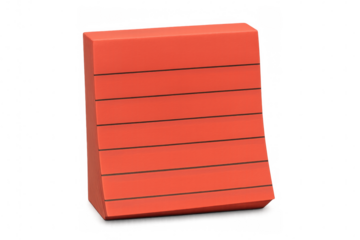 Lined sticky notes pad in vibrant red, positioned on transparent surface, providing clean workspace for quick written communication