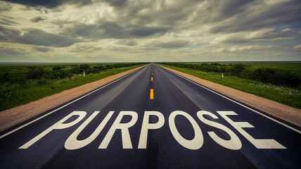 Road with message of purpose symbolizing journey and motivation inspiration