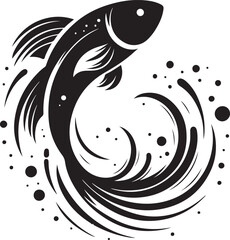 Minimal Jumping Fish Silhouette