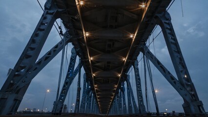 Fototapeta premium Modern Bridge Architecture from Below Perspective