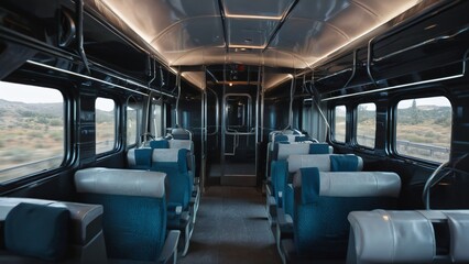 Empty Modern Train Interior with Clean Seats