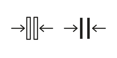 Thickness icon in a black stroke vector design and flat solid version on white background