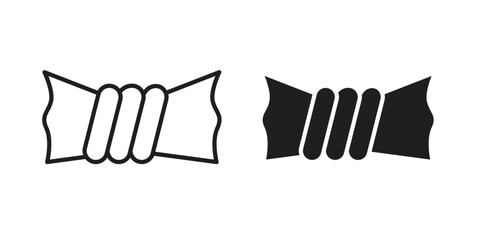 Squeeze icon in a black stroke vector design and flat solid version on white background