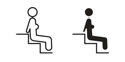 Sauna icon in a black stroke vector design and flat solid version on white background