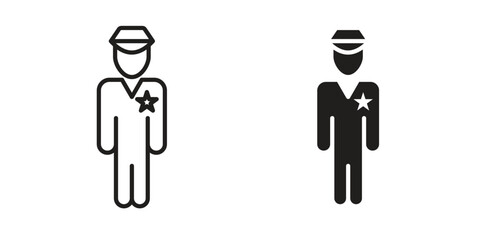 Salute icon in a black stroke vector design and flat solid version on white background