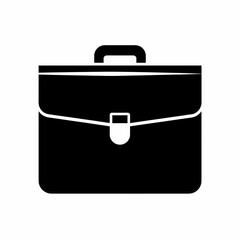 Black briefcase icon silhouette representing business, work, and professional life. A simple vector graphic for corporate concepts.