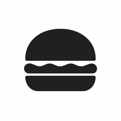 Simple black hamburger icon on a white background. A minimalist vector symbol representing a burger, fast food, and restaurant menus.