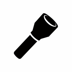 Black Flashlight Silhouette on White Background