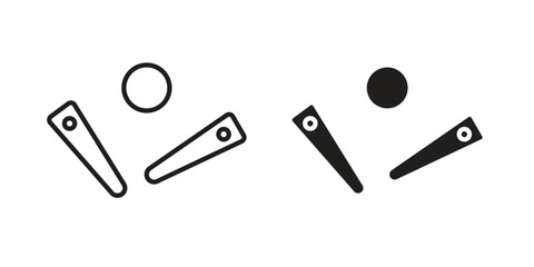 Pinball icon in a black stroke vector design and flat solid version on white background