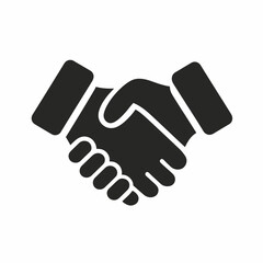 Silhouette icon of a friendly handshake with a love heart. Symbol of trust, support, and compassionate partnership.