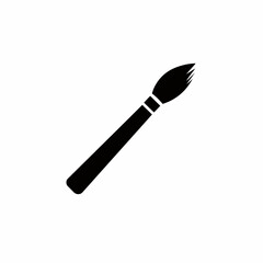 Simple Black Paintbrush Illustration Isolated on White Background