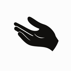 Open Hand Icon Simple Black Silhouette Graphic for Giving, Receiving, or Help