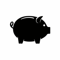 Black Piggy Bank Silhouette A Simple Icon for Savings and Finance