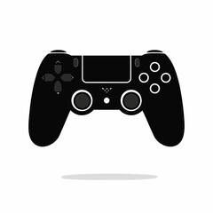 A sleek black video game controller or gamepad icon. Vector illustration for modern console gaming and digital entertainment.