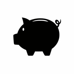 Classic black silhouette of a piggy bank, symbolizing financial growth, savings, and future investments. Ideal for concepts related to wealth management, banking, and economic planning.